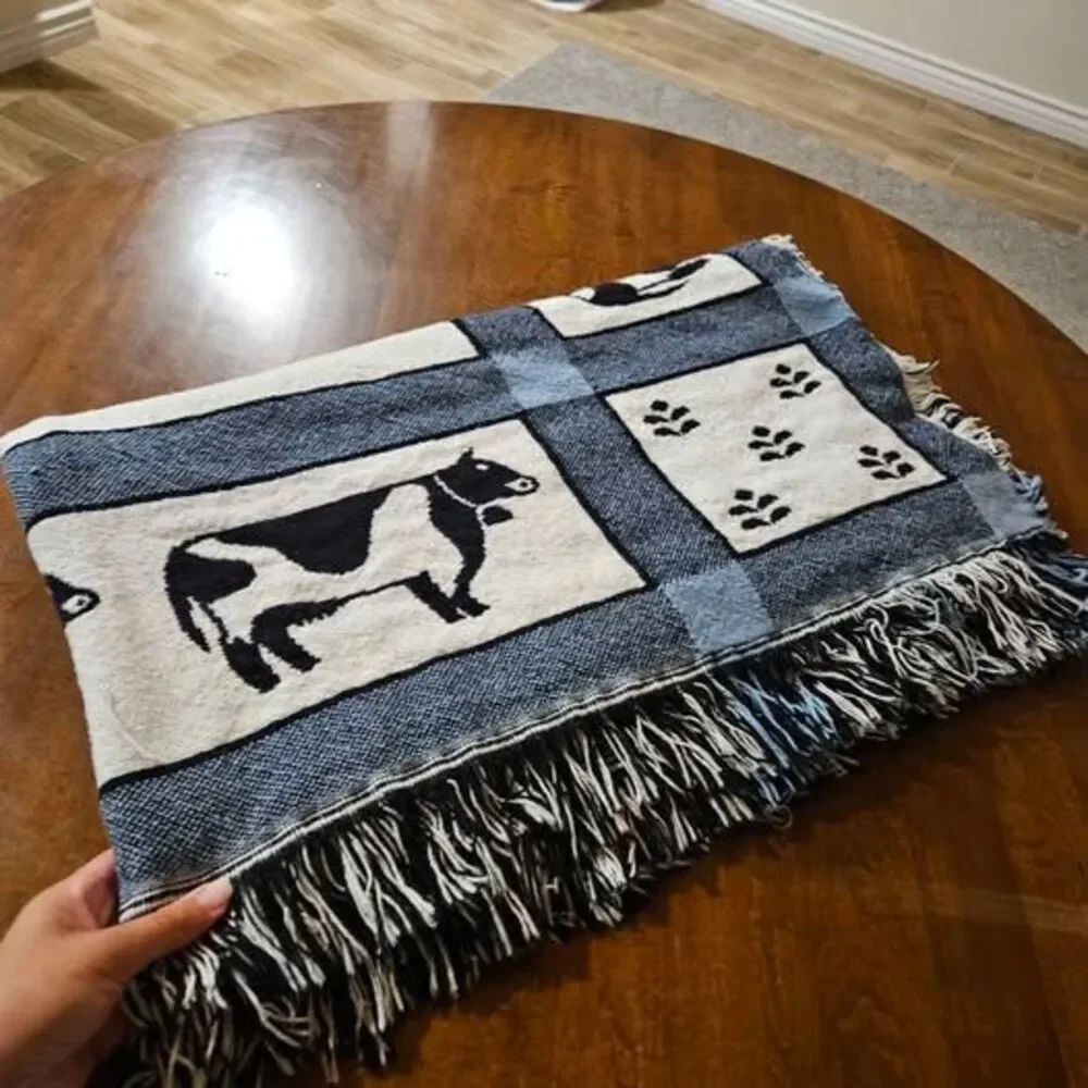 Cow print throw blanket